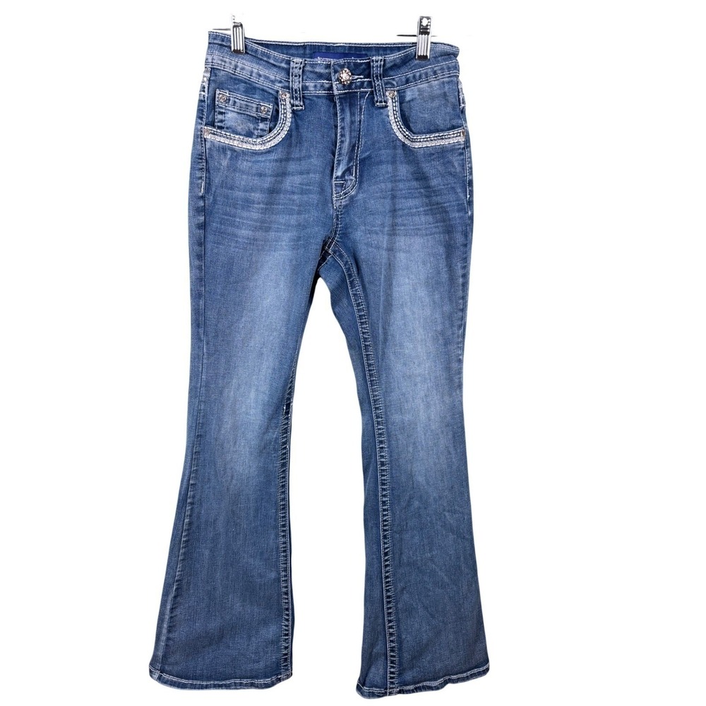 Westfield Eagle  Embellished Flare Jeans Size 7 Rhinestone Sequins Bootcut‎